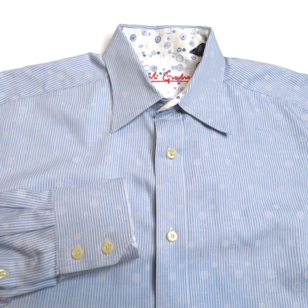 Robert Graham Button Up Shirt Mens Medium Long Sleeve Blue‎ Striped Dot